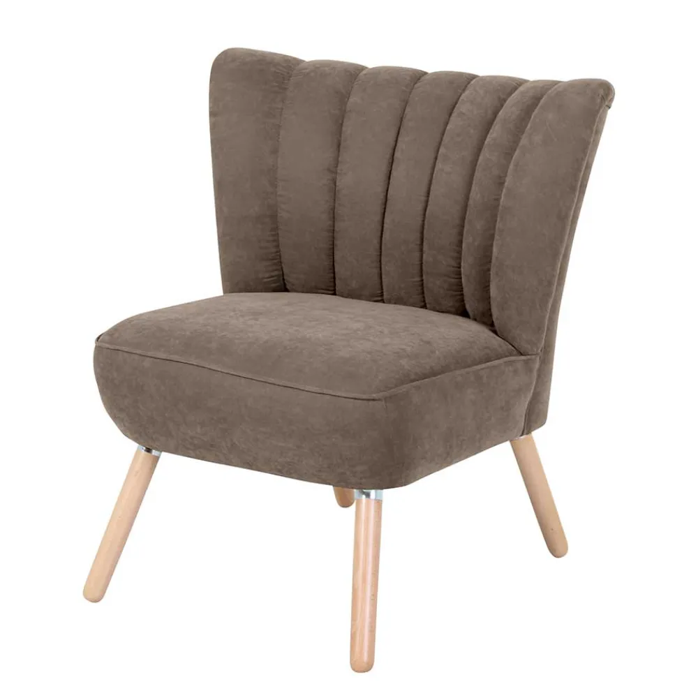 Wohnen Wohnzimmer Sessel in Beigegrau Velours - Vomano