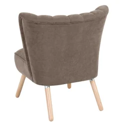 Wohnen Wohnzimmer Sessel in Beigegrau Velours - Vomano