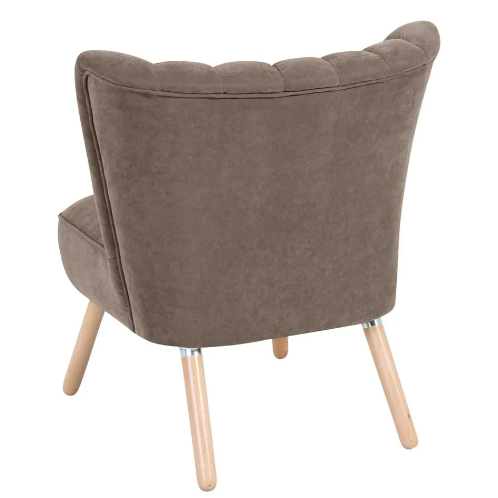 Wohnen Wohnzimmer Sessel in Beigegrau Velours - Vomano