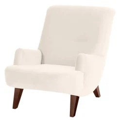 Wohnen Weiße Möbel|Braune Möbel*Wohnzimmer Sessel in Cremeweiß Samtvelours - Chalil