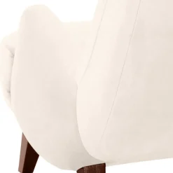 Wohnen Weiße Möbel|Braune Möbel*Wohnzimmer Sessel in Cremeweiß Samtvelours - Chalil