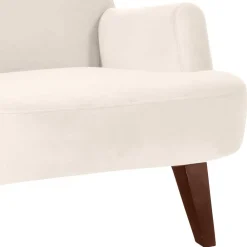 Wohnen Weiße Möbel|Braune Möbel*Wohnzimmer Sessel in Cremeweiß Samtvelours - Chalil