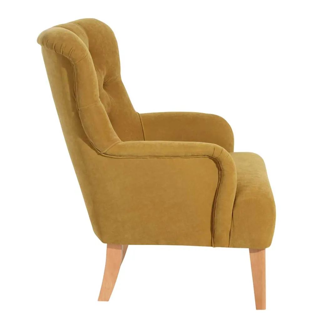 Wohnen Wohnzimmer Sessel in Gelb Veloursbezug - Rosario
