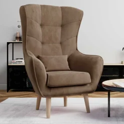 Wohnen Wohnzimmer Sessel in Hellbraun Samtbezug - Cooking