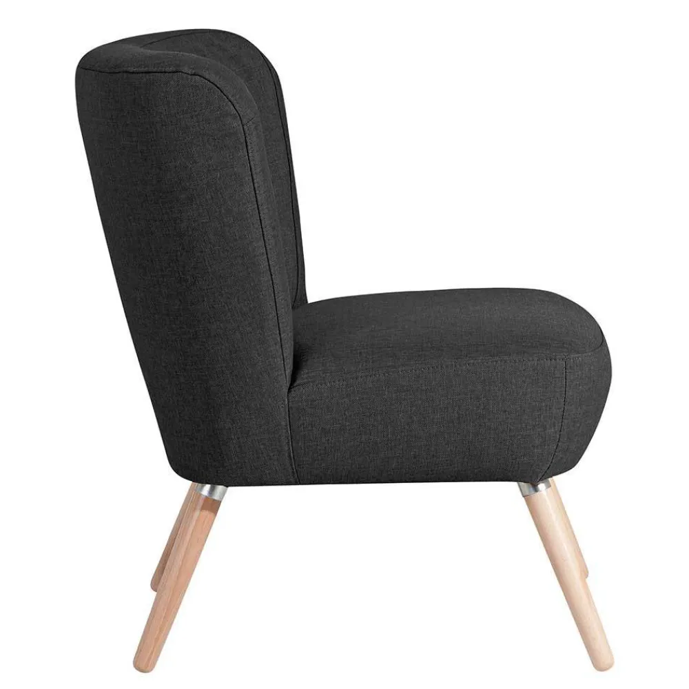 Wohnen Schwarze Möbel|Retro Möbel*Wohnzimmer Sessel in Schwarz Stoffbezug - Adaliz