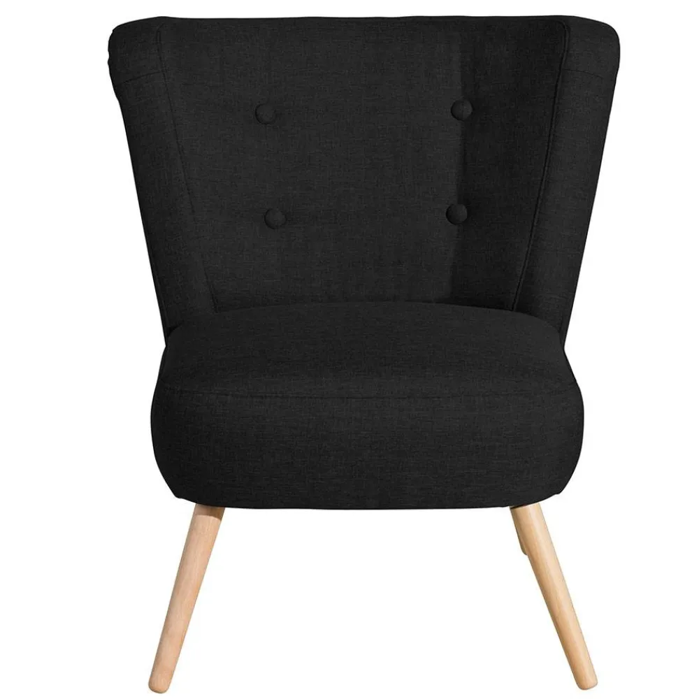 Wohnen Sessel & Hocker|Retro Möbel*Wohnzimmer Stoffsessel in Schwarz - Adaliz