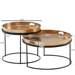 Wohnen Wohnzimmer Tablett-Tische in Gold - Viborg (zweiteilig)