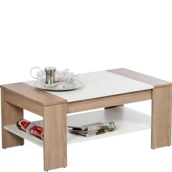 Wohnen Wohnzimmer Tisch in Weiß & Sonoma-Eiche - Dranico