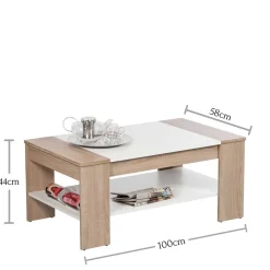 Wohnen Wohnzimmer Tisch in Weiß & Sonoma-Eiche - Dranico