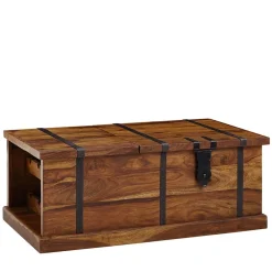 Wohnen Holztruhen*Wohnzimmer Truhentisch mit Weinregal - Ovalle