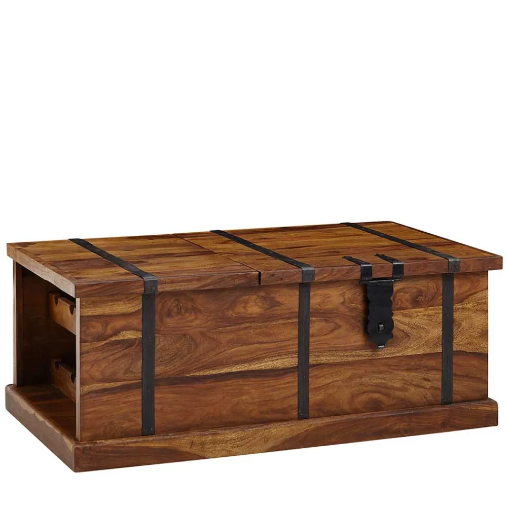 Wohnen Holztruhen*Wohnzimmer Truhentisch mit Weinregal - Ovalle