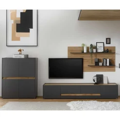 Wohnen Wohnzimmerschränke|Wohnwände*Wohnzimmer TV Anbauwand Kombi - Ahilav (dreiteilig)