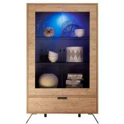 Wohnen Vitrinen|Wohnzimmer-Vitrinen*Wohnzimmer Vitrine im Eiche Dekor - Rodonda