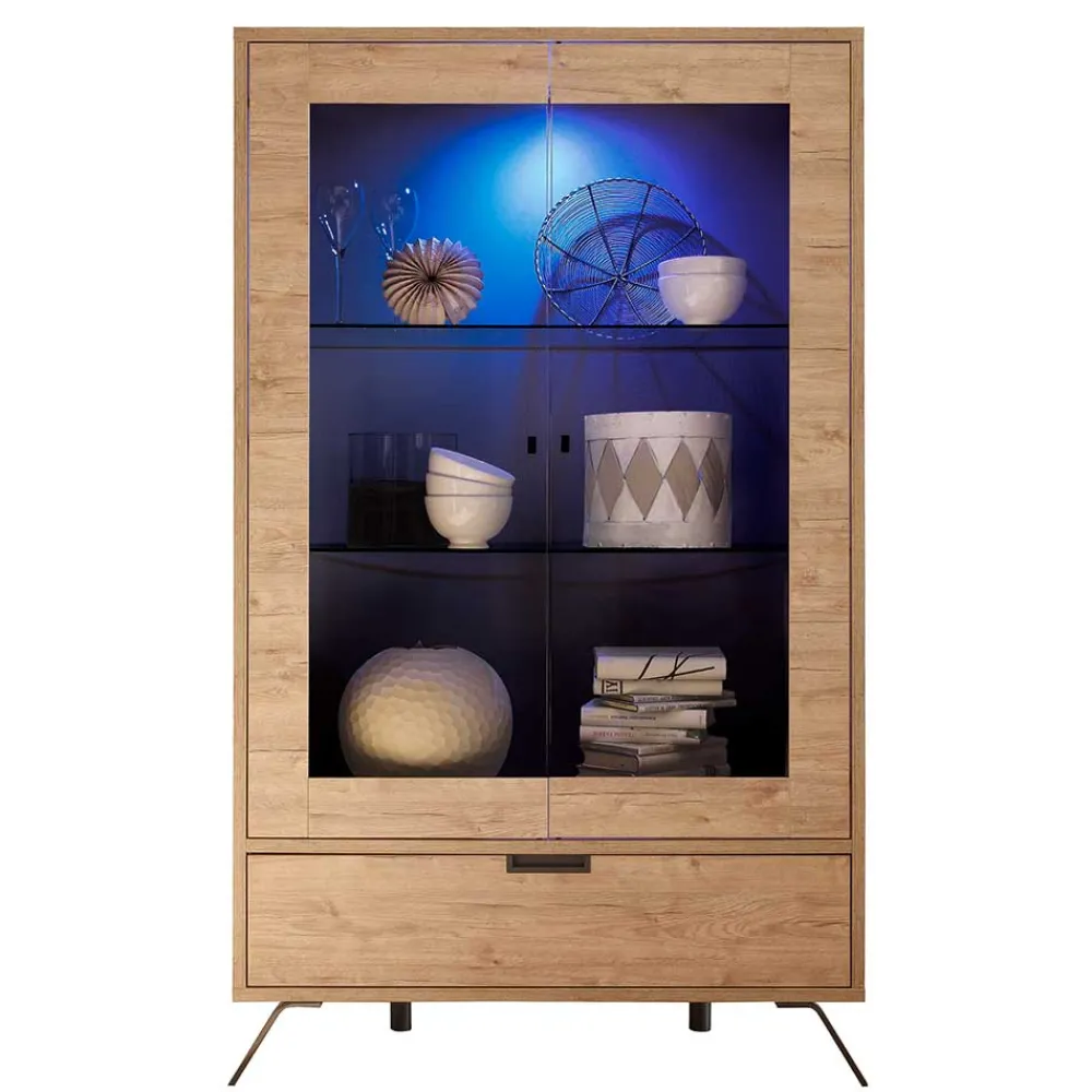 Wohnen Vitrinen|Wohnzimmer-Vitrinen*Wohnzimmer Vitrine im Eiche Dekor - Rodonda