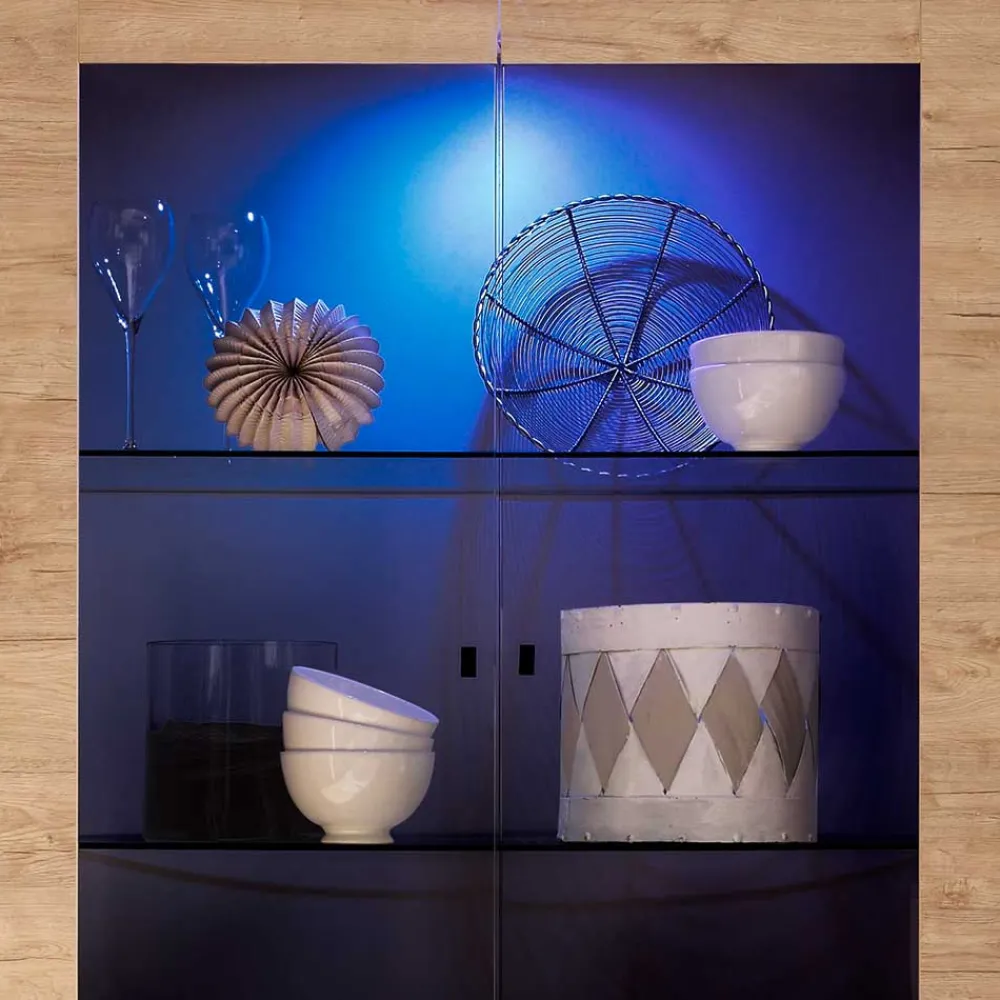 Wohnen Vitrinen|Wohnzimmer-Vitrinen*Wohnzimmer Vitrine im Eiche Dekor - Rodonda