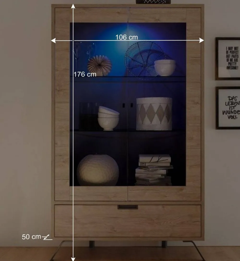 Wohnen Vitrinen|Wohnzimmer-Vitrinen*Wohnzimmer Vitrine im Eiche Dekor - Rodonda