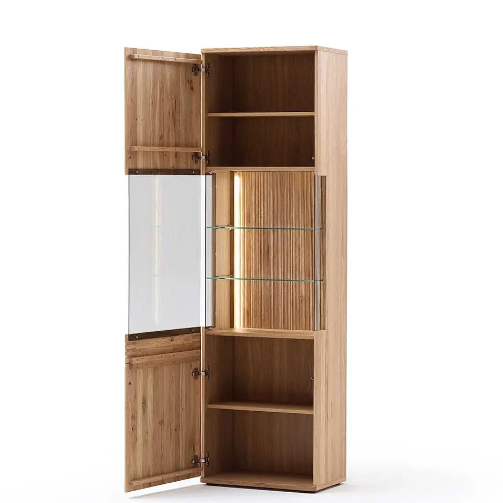 Wohnen Naturholzmöbel|Massivholzmöbel*Wohnzimmer Vitrine in Eiche Bianco geölt - Crupean