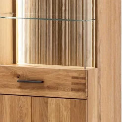 Wohnen Naturholzmöbel|Massivholzmöbel*Wohnzimmer Vitrine in Eiche Bianco geölt - Crupean