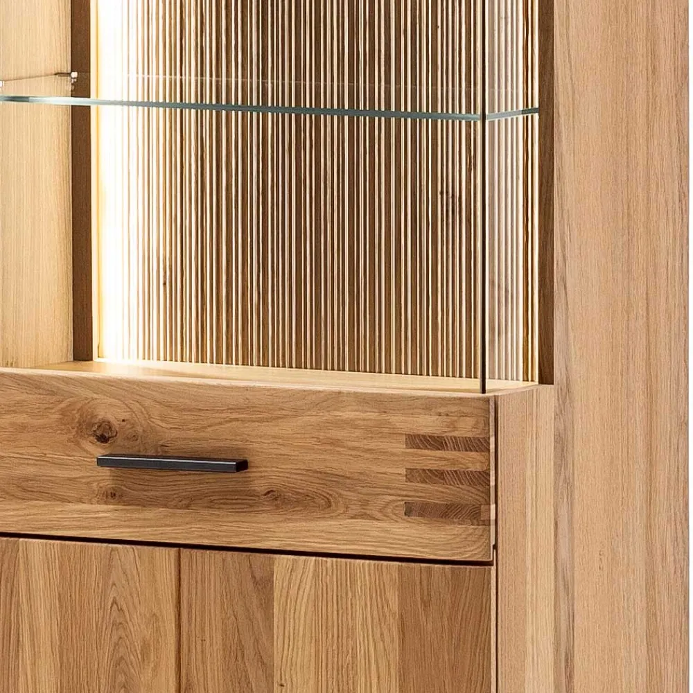 Wohnen Naturholzmöbel|Massivholzmöbel*Wohnzimmer Vitrine in Eiche Bianco geölt - Crupean