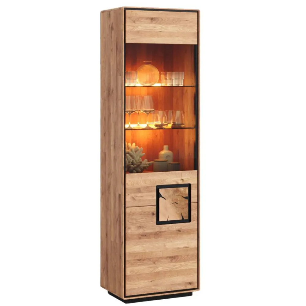 Wohnen Schwarze Möbel|Naturholzmöbel*Wohnzimmer Vitrine mit Hirnholz Applikation - Shipper