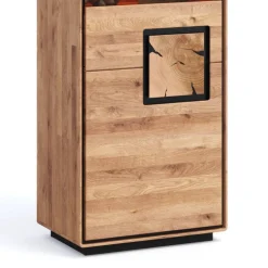 Wohnen Schwarze Möbel|Naturholzmöbel*Wohnzimmer Vitrine mit Hirnholz Applikation - Shipper