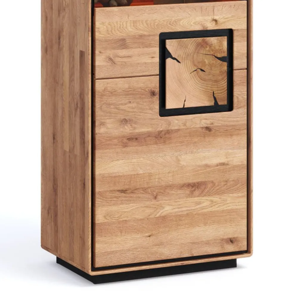 Wohnen Schwarze Möbel|Naturholzmöbel*Wohnzimmer Vitrine mit Hirnholz Applikation - Shipper