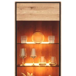 Wohnen Schwarze Möbel|Naturholzmöbel*Wohnzimmer Vitrine mit Hirnholz Applikation - Shipper