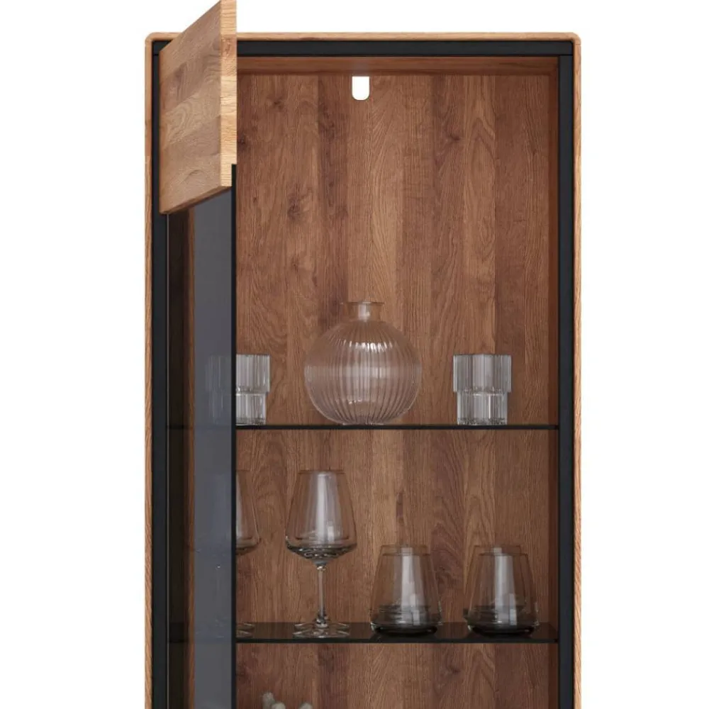 Wohnen Schwarze Möbel|Naturholzmöbel*Wohnzimmer Vitrine mit Hirnholz Applikation - Shipper