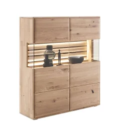 Wohnen Esszimmer-Vitrinen|Esszimmerschränke*Wohnzimmer Vitrinenschrank in Asteiche Hell - Azzurian