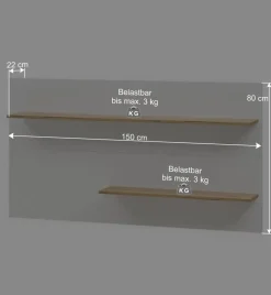 Wohnen Wohnzimmerschränke|Wohnwände*Wohnzimmer Wandregal & TV Board - Nonessia (zweiteilig)