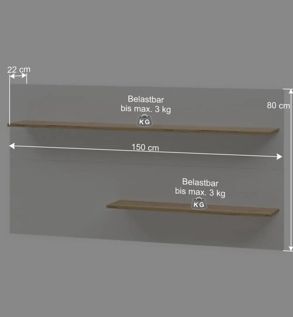 Wohnen Wohnzimmerschränke|Wohnwände*Wohnzimmer Wandregal & TV Board - Nonessia (zweiteilig)