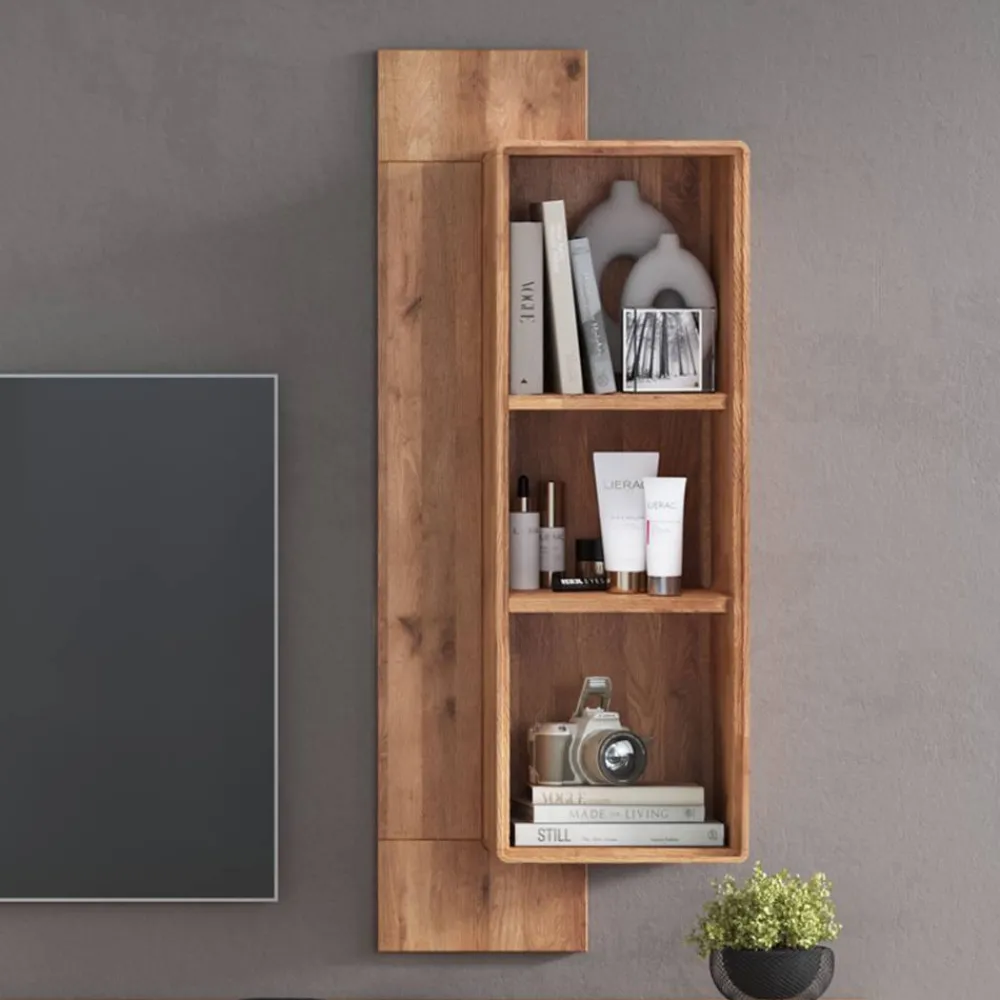 Wohnen Wohnzimmer Wandregal aus Wildeiche Massivholz - Holiday