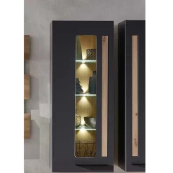 Wohnen Vitrinen|Wohnzimmer-Vitrinen*Wohnzimmer Wandvitrine in Dunkelgrau - Svanjon