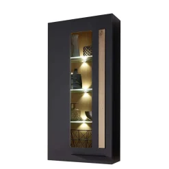 Wohnen Vitrinen|Wohnzimmer-Vitrinen*Wohnzimmer Wandvitrine in Dunkelgrau - Svanjon