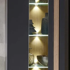 Wohnen Vitrinen|Wohnzimmer-Vitrinen*Wohnzimmer Wandvitrine in Dunkelgrau - Svanjon