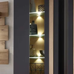 Wohnen Vitrinen|Wohnzimmer-Vitrinen*Wohnzimmer Wandvitrine in Dunkelgrau - Svanjon