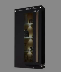 Wohnen Vitrinen|Wohnzimmer-Vitrinen*Wohnzimmer Wandvitrine in Dunkelgrau - Svanjon