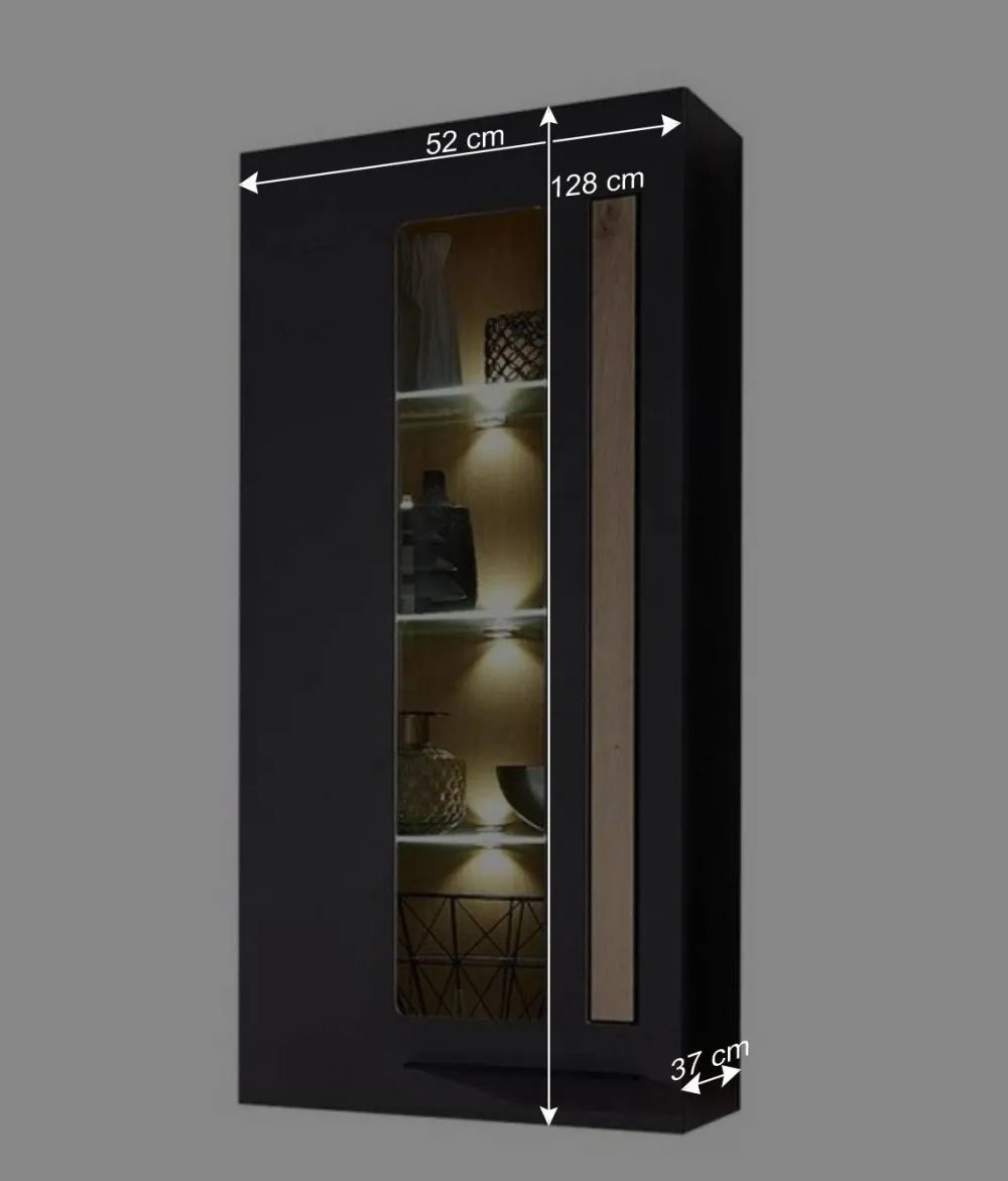 Wohnen Vitrinen|Wohnzimmer-Vitrinen*Wohnzimmer Wandvitrine in Dunkelgrau - Svanjon