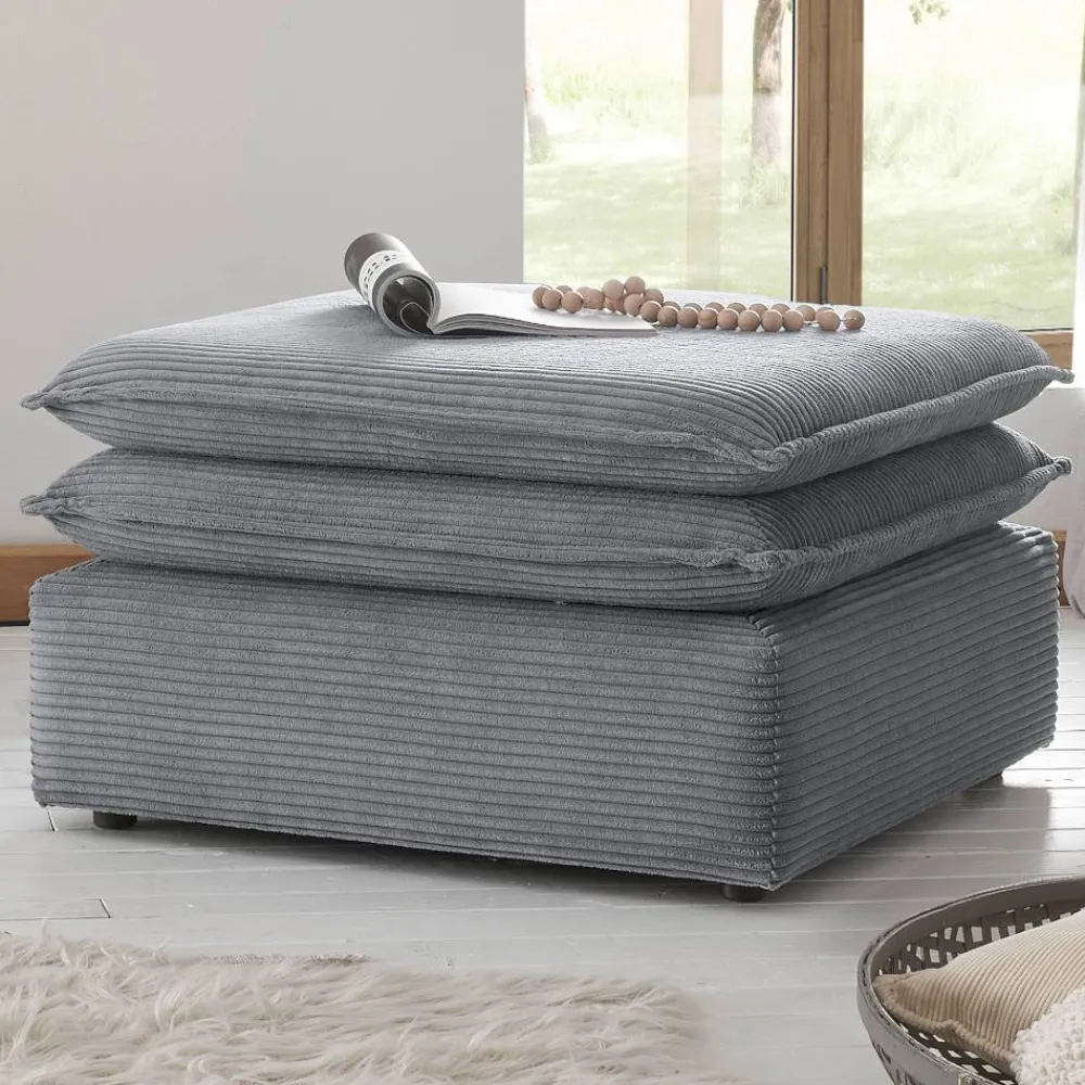 Wohnen Wohnzimmerhocker in Anthrazit Breitcord - Ruffos