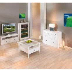 Wohnen Wohnzimmermöbel Set Rosanna in Weiß (vierteilig)