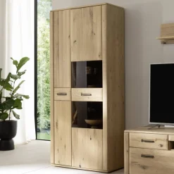 Wohnen Vitrinen|Wohnzimmer-Vitrinen*Wohnzimmerschrank in Asteiche Hell - Jevedaz