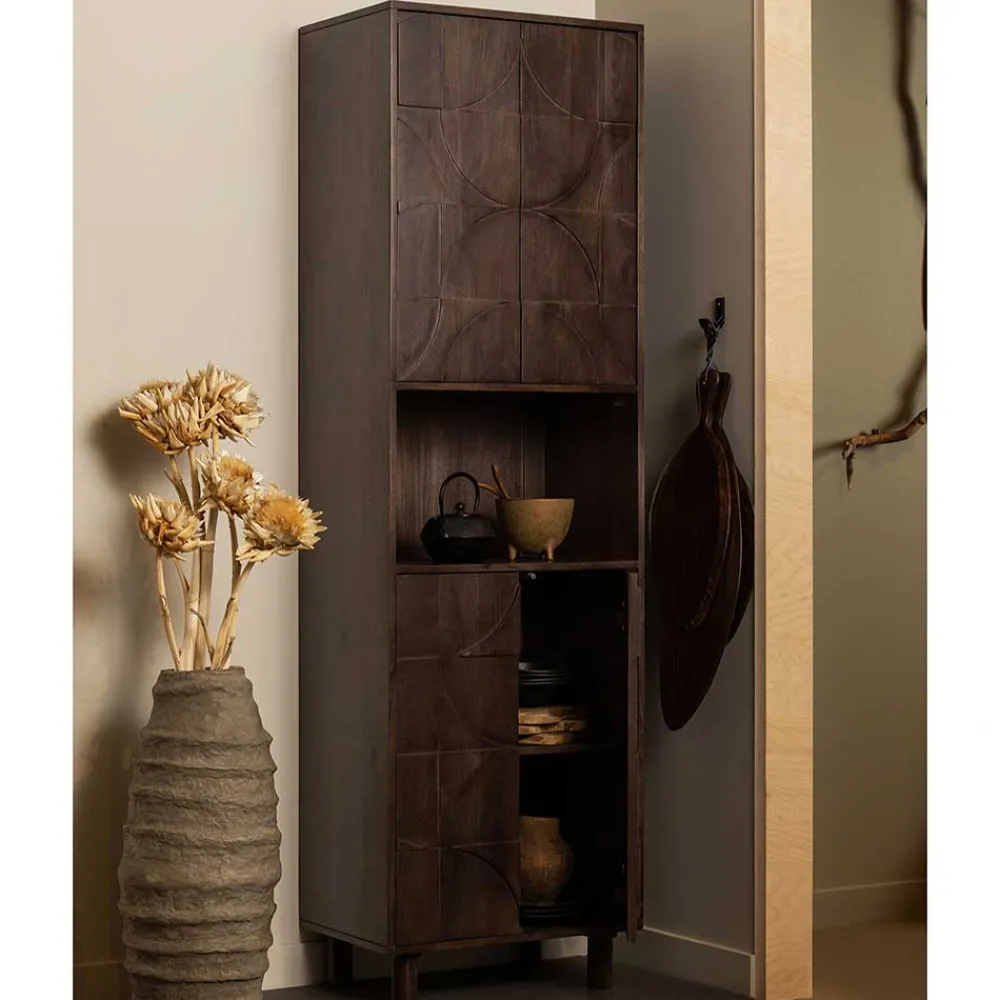 Wohnen Vitrinen|Wohnzimmer-Vitrinen*Wohnzimmerschrank in Walnussfarben - Luisa