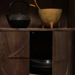 Wohnen Vitrinen|Wohnzimmer-Vitrinen*Wohnzimmerschrank in Walnussfarben - Luisa