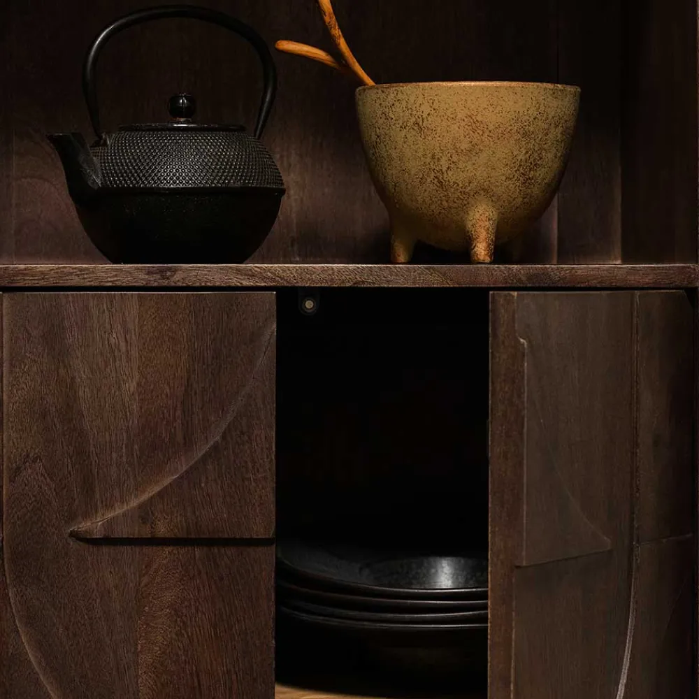 Wohnen Vitrinen|Wohnzimmer-Vitrinen*Wohnzimmerschrank in Walnussfarben - Luisa