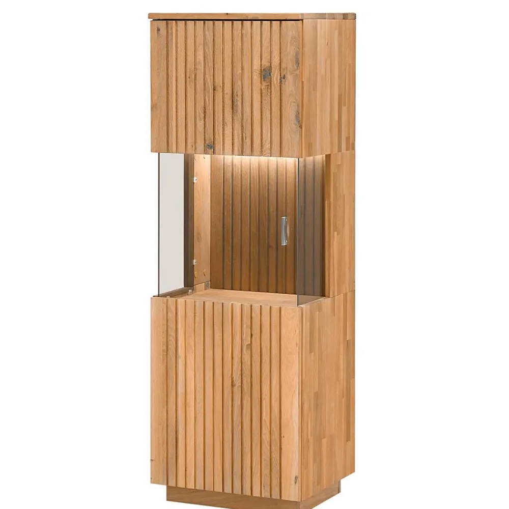 Wohnen Wohnzimmerschrank in Wildeiche Bianco mit Glas - Nelsons