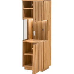 Wohnen Wohnzimmerschrank in Wildeiche Bianco mit Glas - Nelsons