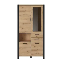 Wohnen Loft Möbel|Industrial Möbel*Wohnzimmerschrank mit Glaseinsatz & Fach - Zavorra