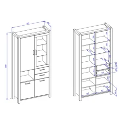 Wohnen Loft Möbel|Industrial Möbel*Wohnzimmerschrank mit Glaseinsatz & Fach - Zavorra
