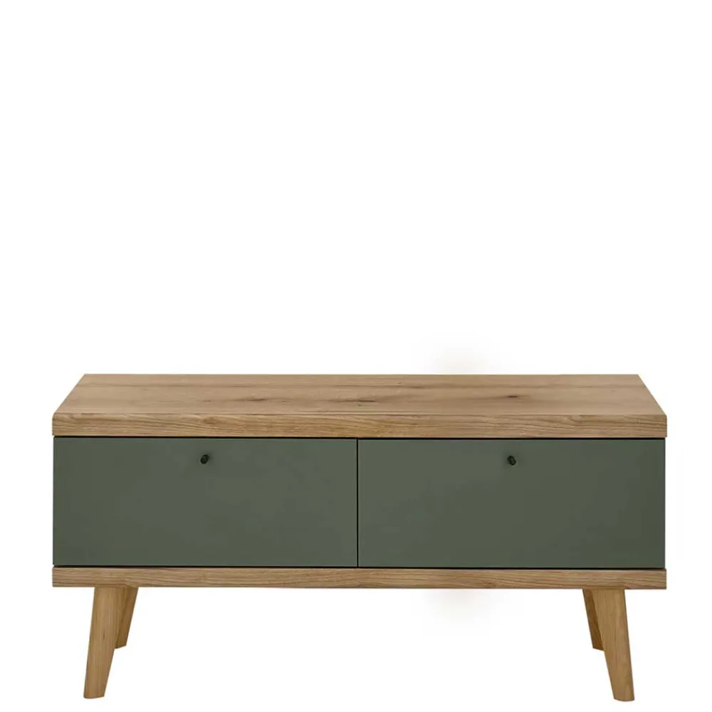 Wohnen Wohnzimmerschränke & Regal in Graugrün - Oliva (vierteilig)