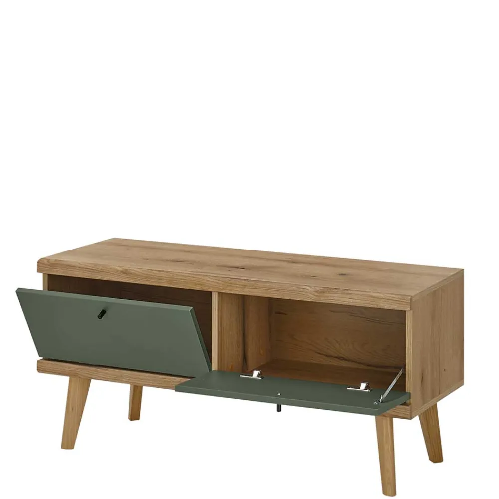 Wohnen Wohnzimmerschränke & Regal in Graugrün - Oliva (vierteilig)